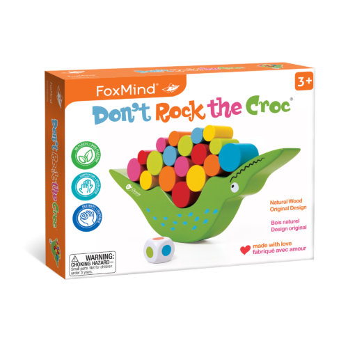 FoxMind Don't Rock the Croc! – Wooden Balancing Crocodile Stacking Game (Ages 3+, 1–4 Players)