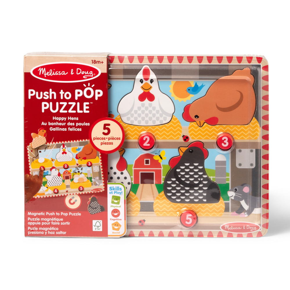 Melissa & Doug Press n Pop Chunky Puzzle – 6-Piece Sensory Shape Puzzle with Pop-and-Press Action (Ages 12m+)