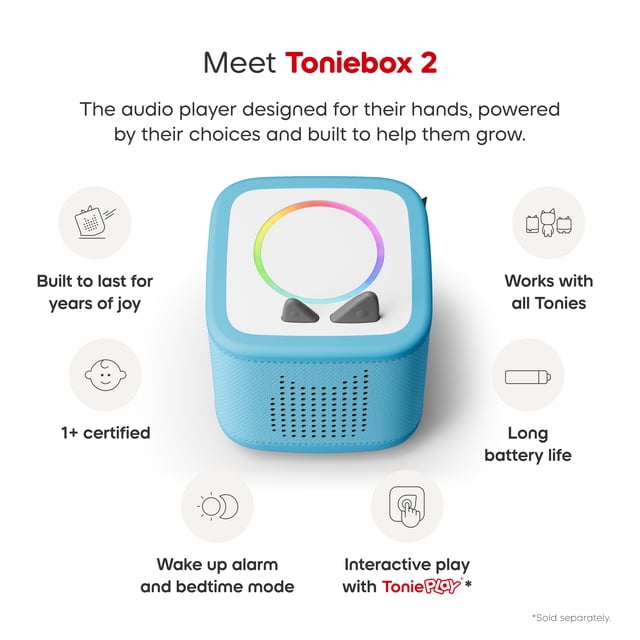 Tonies Toniebox 2 Starter Set Sky Blue Bluey – Screen-Free Audio Player for Kids with Bluey Tonie (Ages 1+)