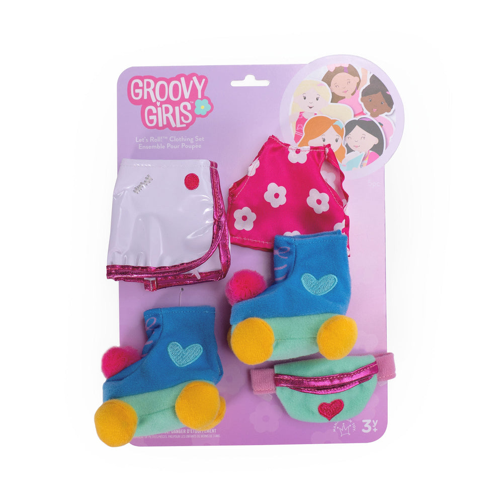 Manhattan Toy Groovy Girls Let's Roll! Doll Outfit – 5-Piece Roller Skate Set with Pom-Poms & Waist Bag for 13" Groovy Girls Dolls (Ages 3+)