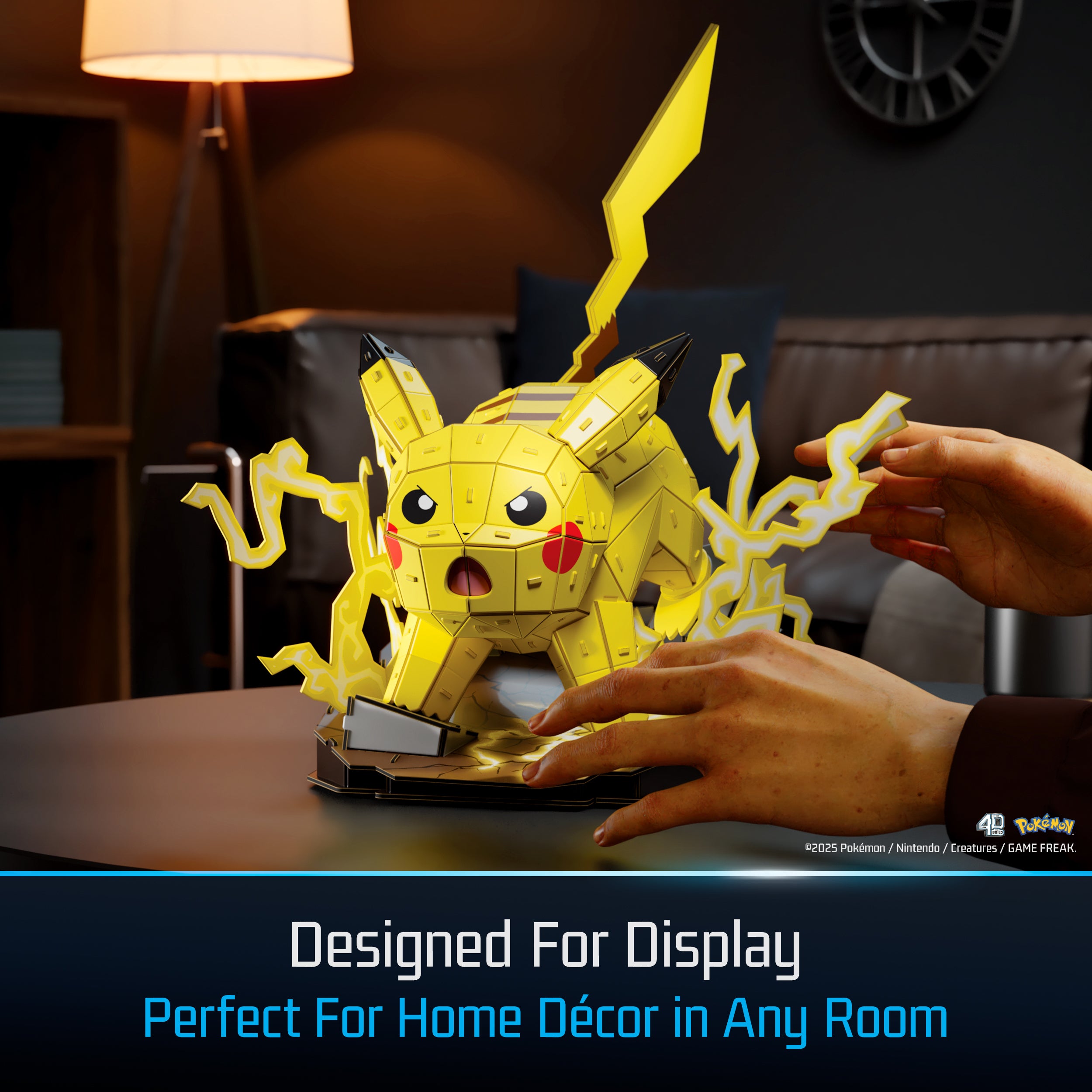Spin Master 4D Build Pokémon 3D – Pikachu 201-Piece Kanto Starter 3D Model Kit Desk Décor (Ages 12+)