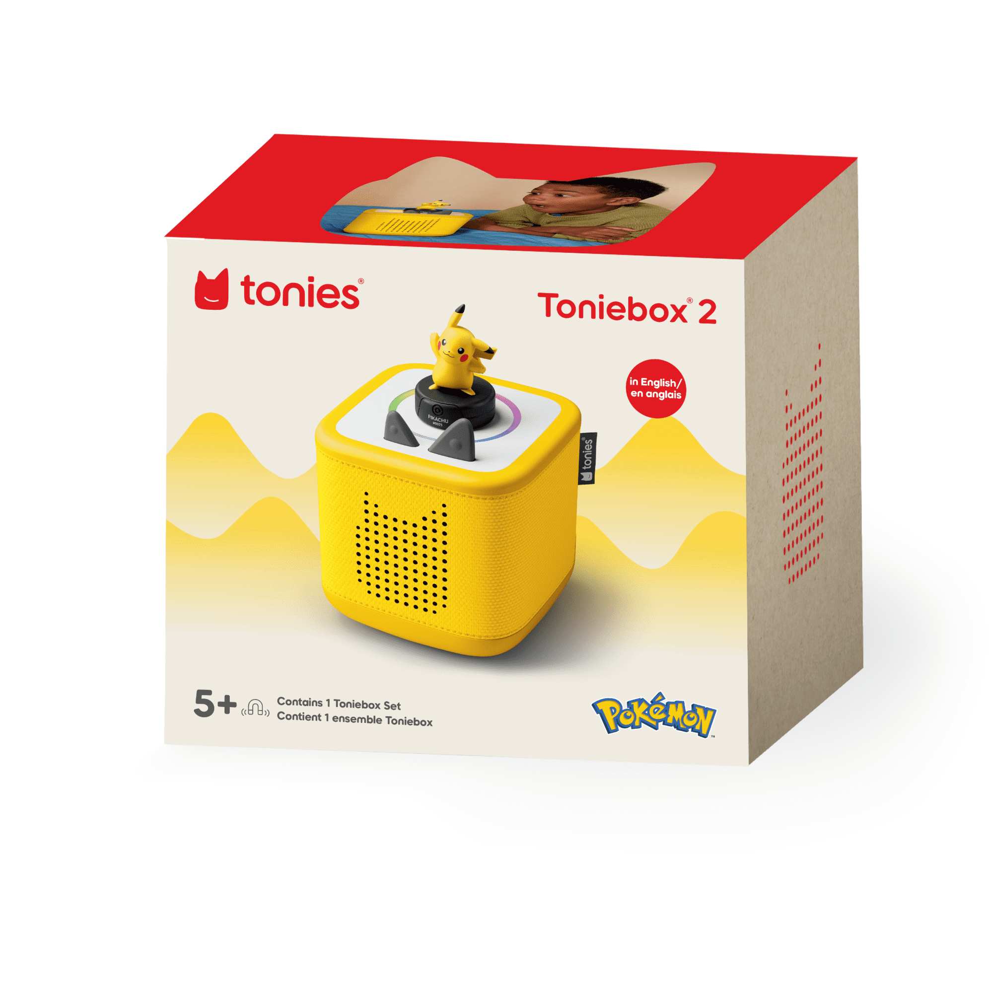 Tonies Toniebox 2 Starter Set Lightning Yellow Pikachu – Screen-Free Audio Player for Kids with Pokémon Pikachu Tonie (Ages 1+)