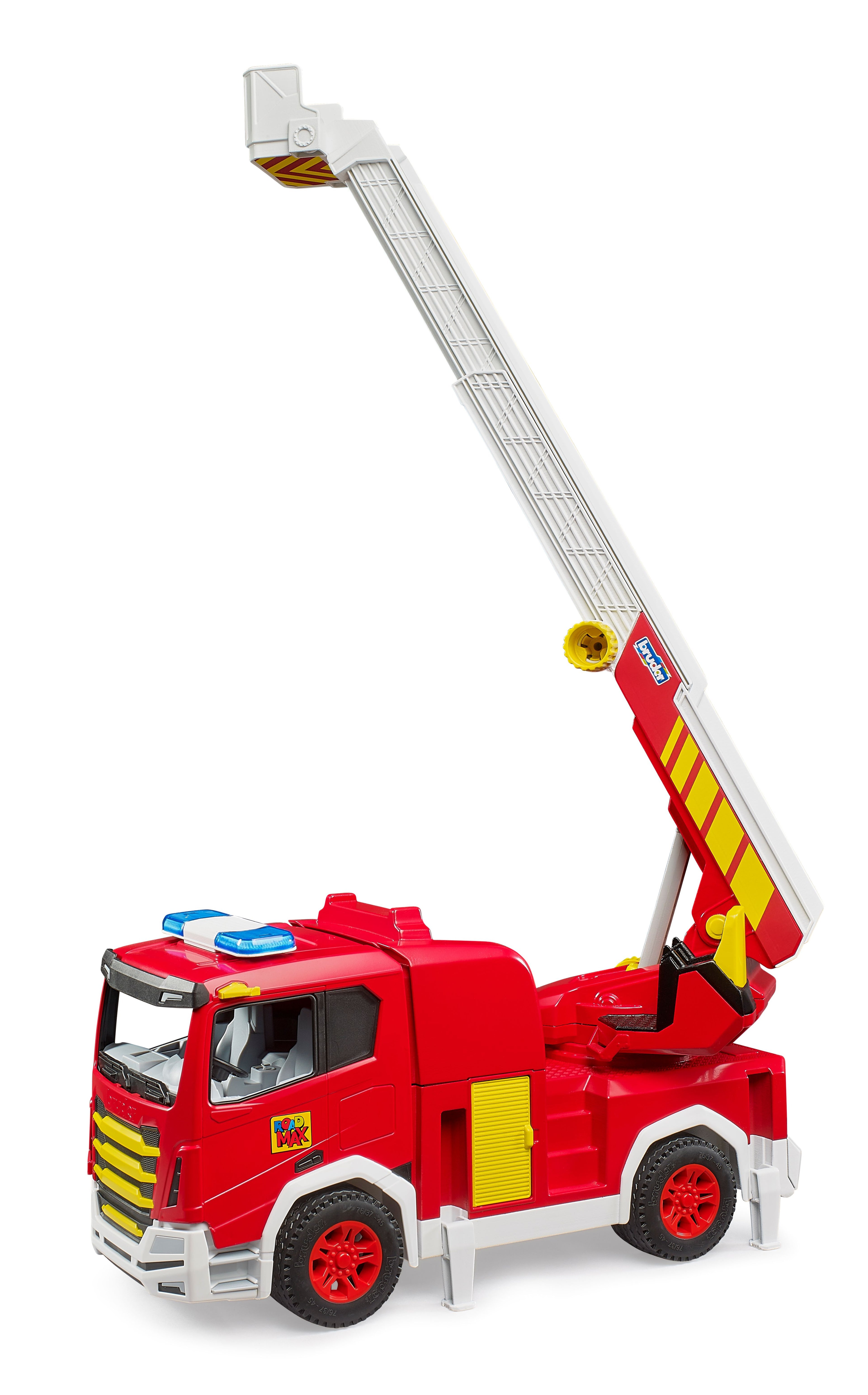 Bruder ROADMAX Fire Engine with Turnable Ladder – Rotating Ladder Fire Truck for Toddlers (Ages 2+)