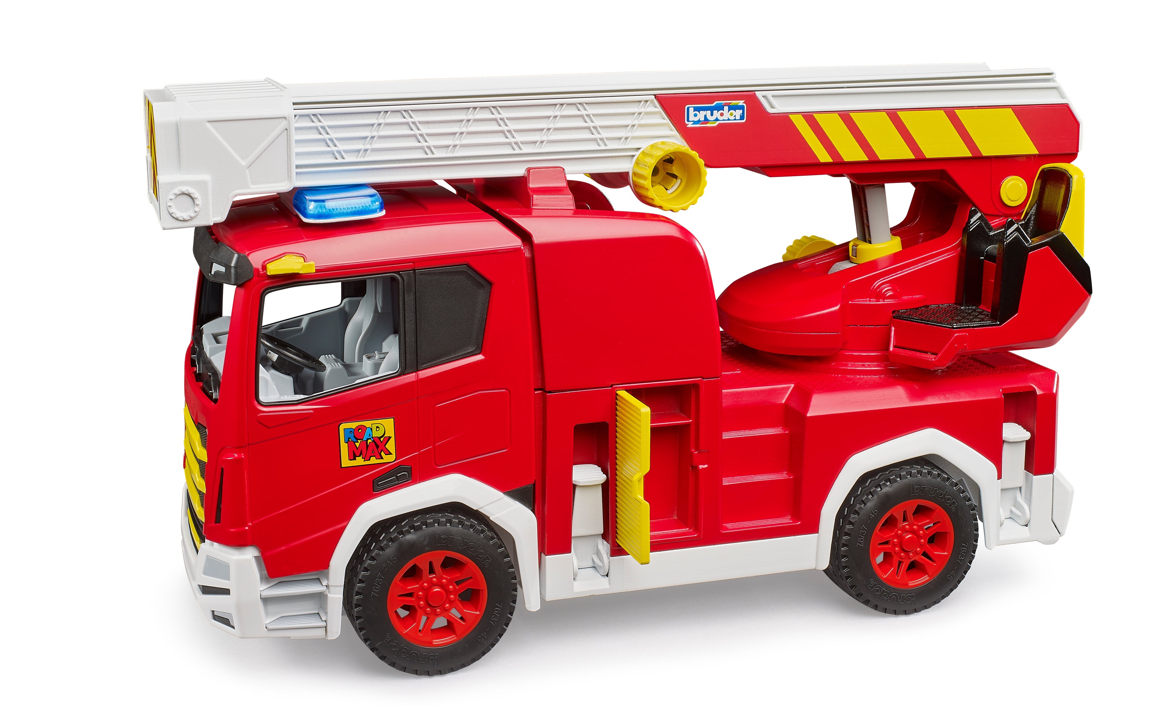 Bruder ROADMAX Fire Engine with Turnable Ladder – Rotating Ladder Fire Truck for Toddlers (Ages 2+)