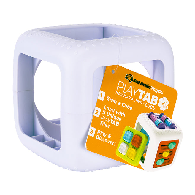 Fat Brain Toys PlayTab Cube – Modular Activity Board Cube for 5 Interchangeable Sensory Tiles (Ages 12m+)