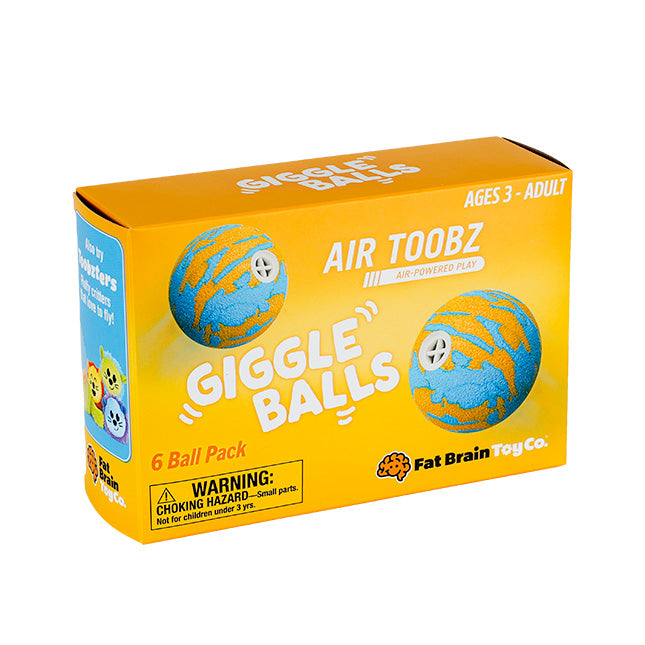 Fat Brain Toys Air Toobz Giggle Balls – Set of 6 Tie-Dye Foam Balls with Honking Horns for Air Toobz System (Ages 3+)