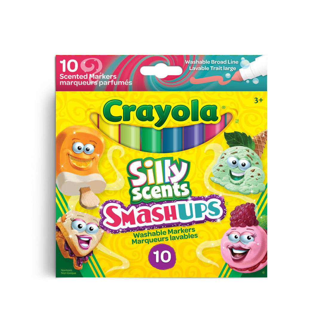 Crayola Silly Scents Smash-Up 10-Count Broad Line Markers – Scented Kids Art Markers (Ages 3+)