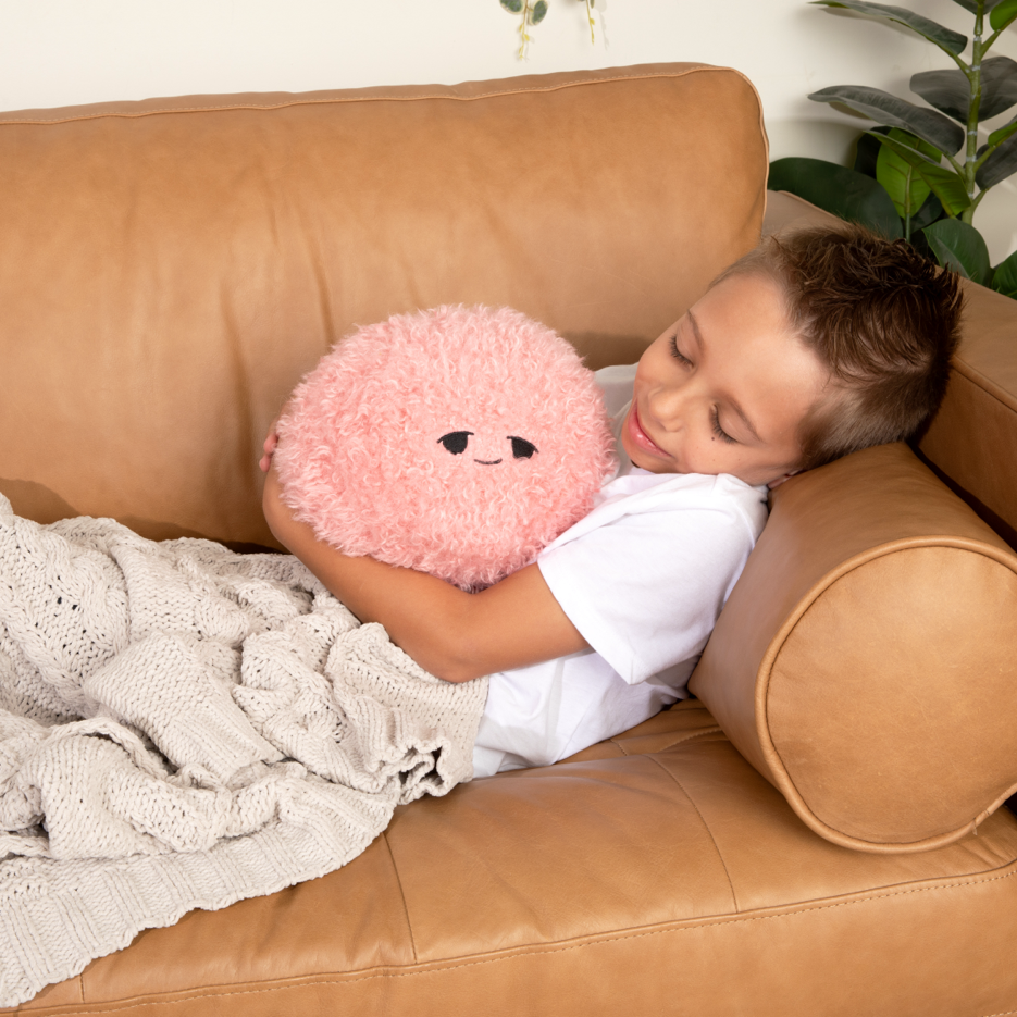 Hugimals Hug Ball Pink (Happy/Sleepy) – Weighted Sensory Ball for Babies & Kids (Ages 0+)
