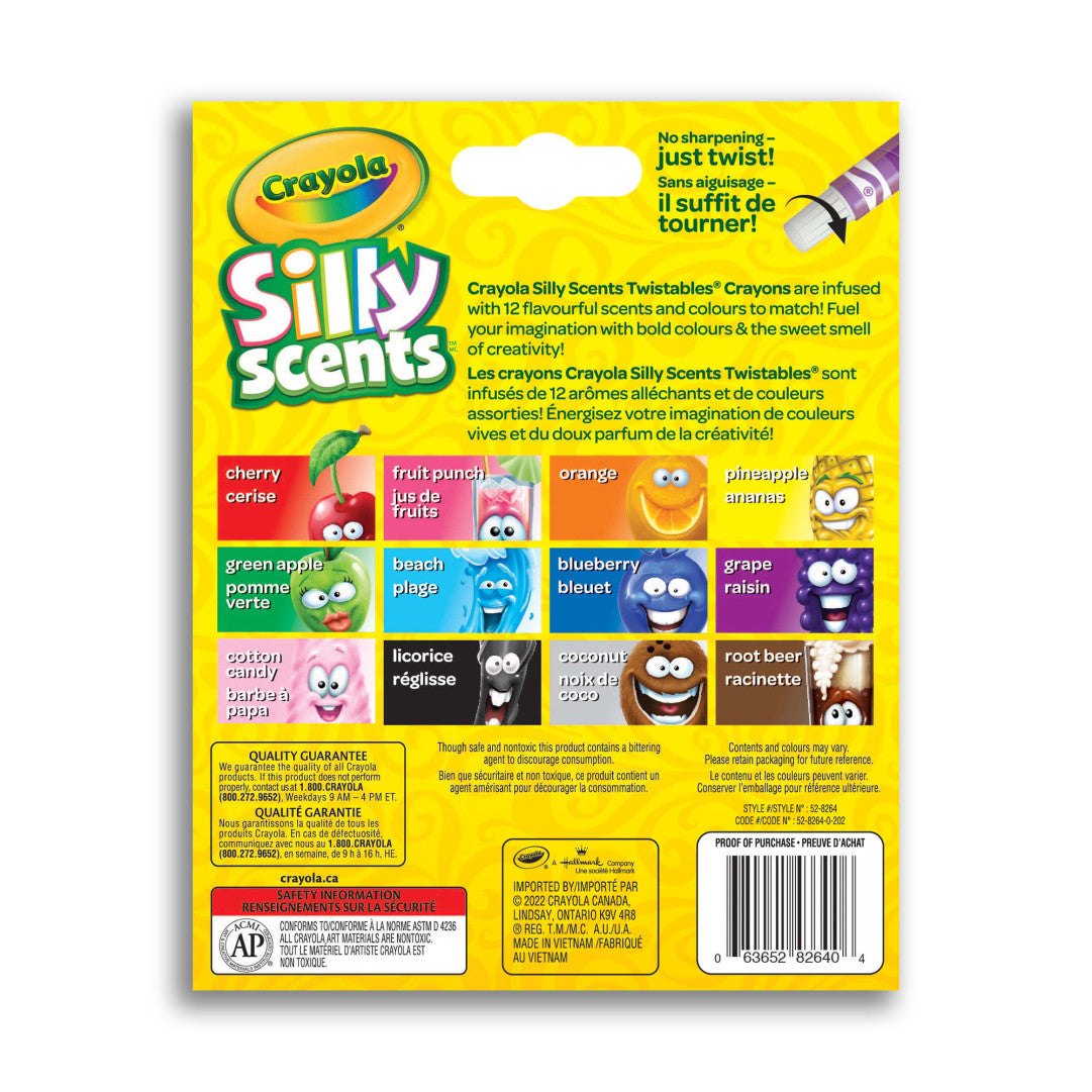 Crayola Silly Scents Mini Twistable Crayons 12-Count – Scented No-Sharpen Crayons for Kids (Ages 3+)