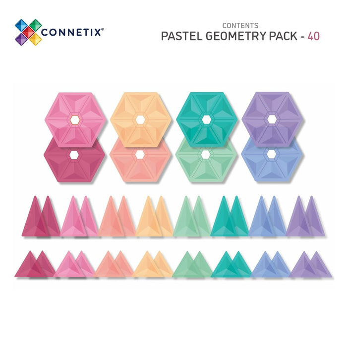 Connetix Pastel Geometry Pack (40 Pieces)