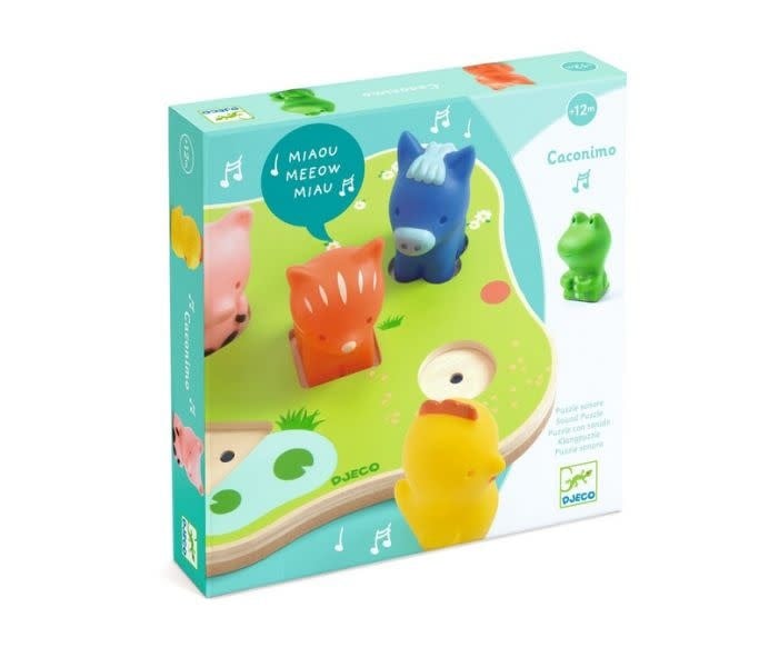Djeco Caconimo 3D Sound Farm Puzzle – 5 Farm Animals Nesting Puzzle with Animal Sounds (Ages 12m+)