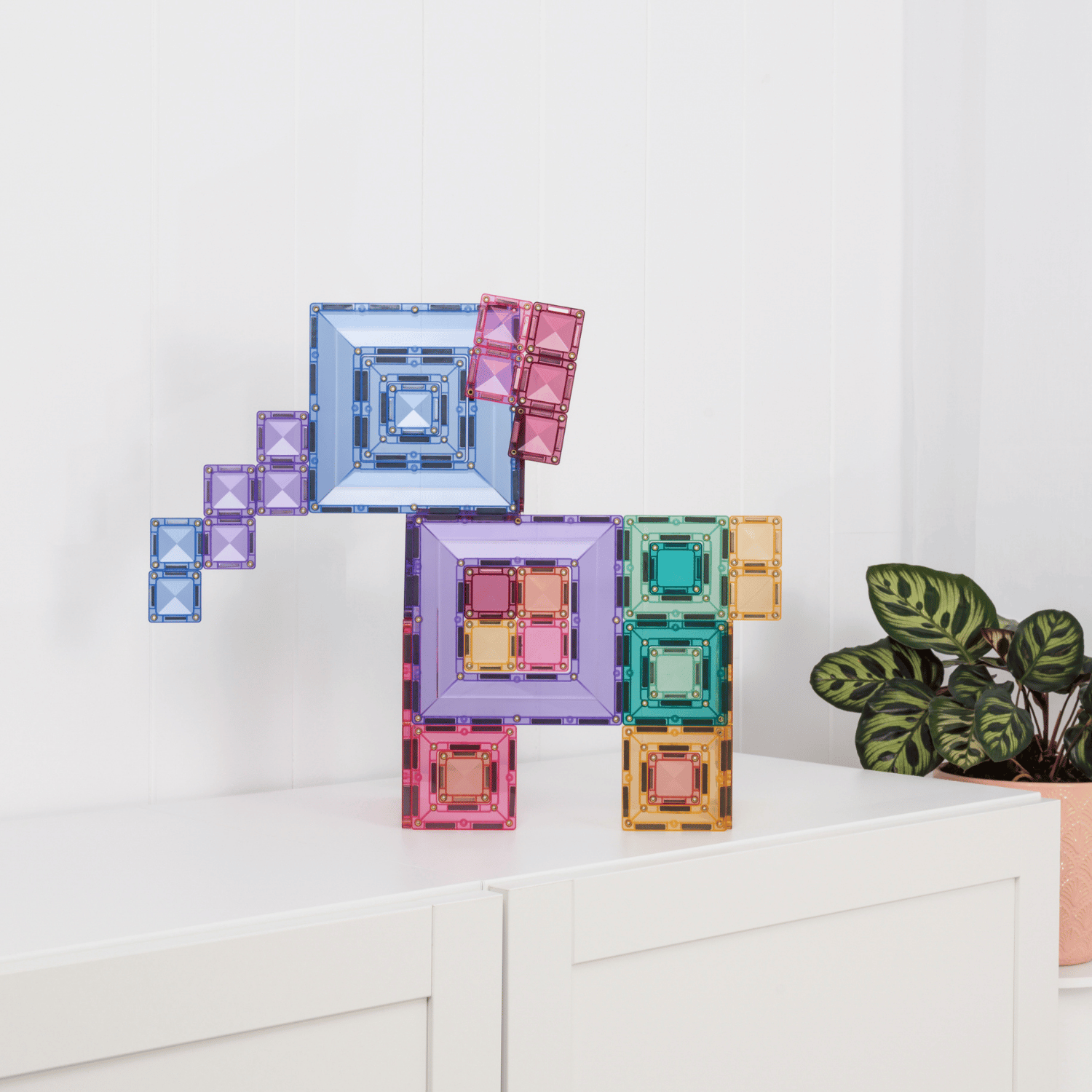 Connetix Tiles Pastel Portal Pack – 48-Piece Magnetic Tile Building Set