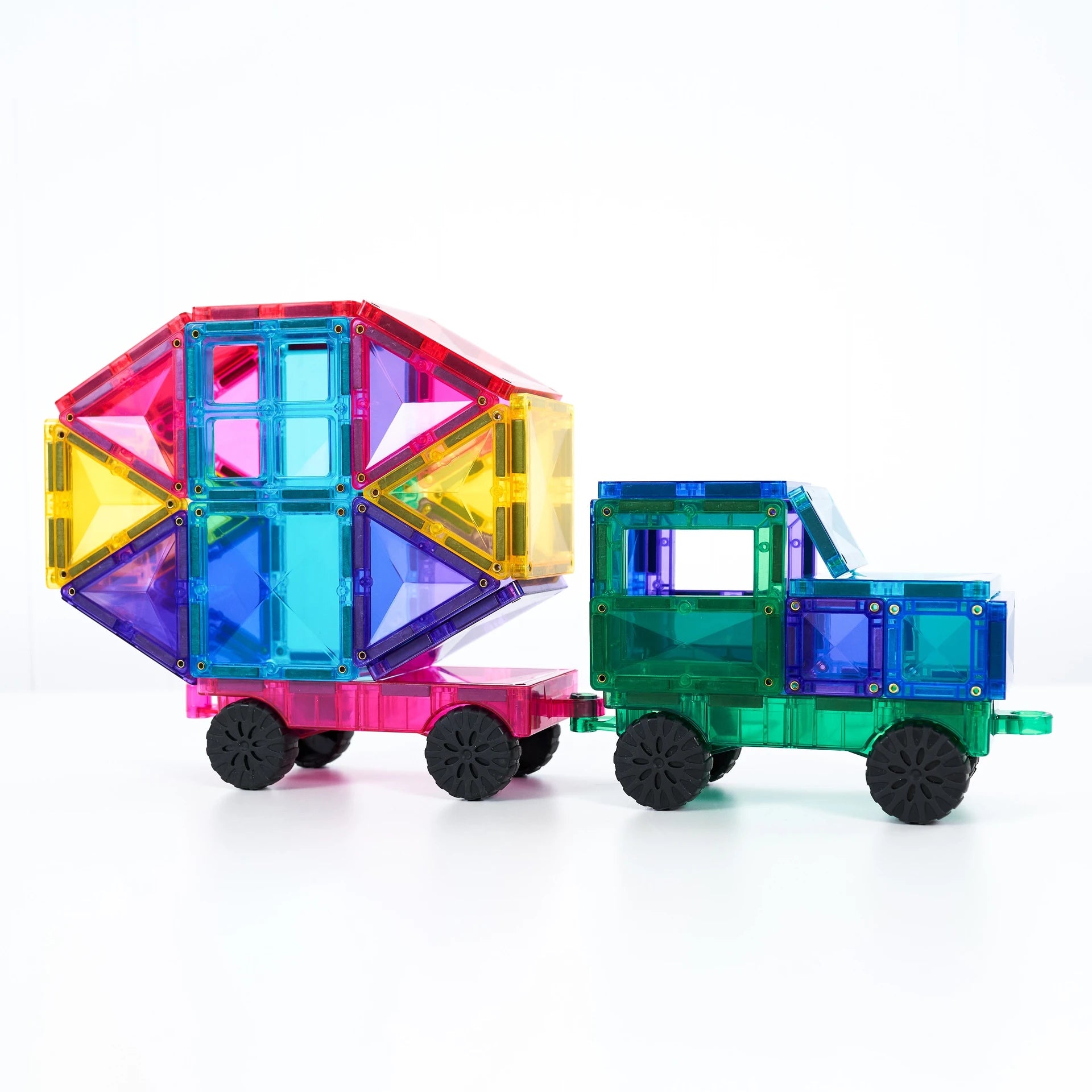 Connetix Bright Mega Pack 202-Piece Magnetic Tiles – Vibrant STEAM Building Set with Hexagons, Cars & Idea Booklet (Ages 3+)