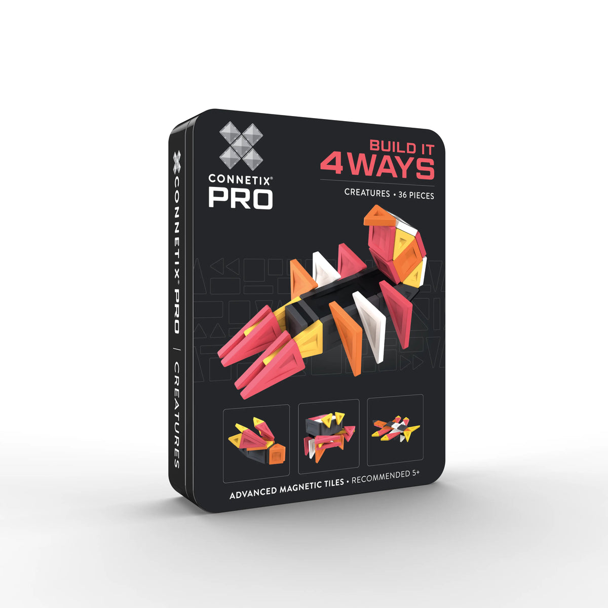 Connetix PRO Build It 4 Ways Creatures Pack – 36-Piece Precision Magnetic Tiles with Smart Spin™ Technology & Collectible Tin (Ages 5+)