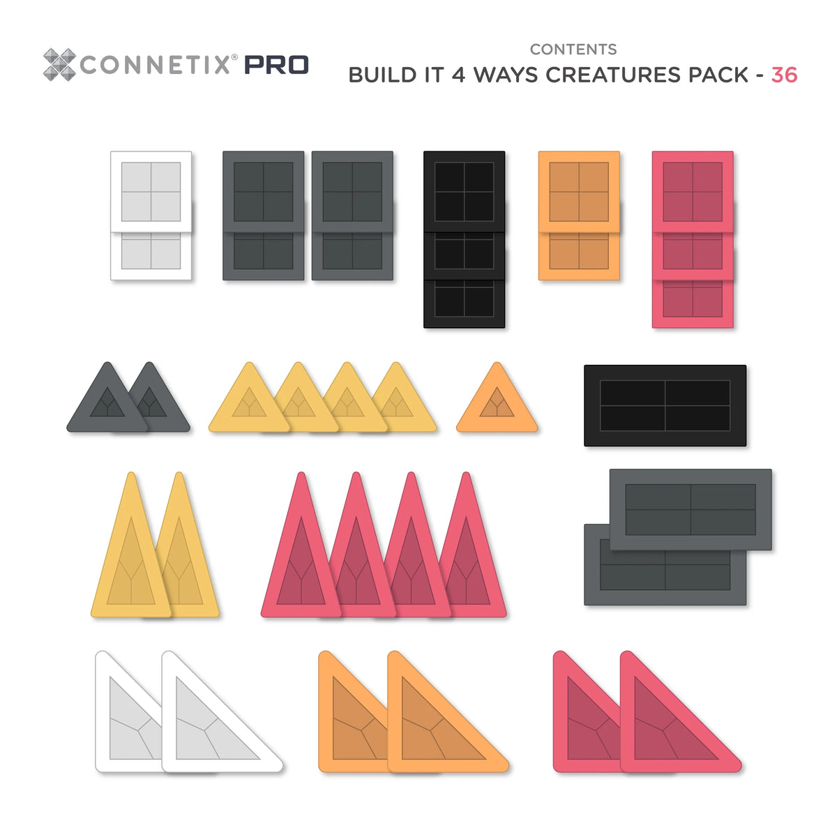 Connetix PRO Build It 4 Ways Creatures Pack – 36-Piece Precision Magnetic Tiles with Smart Spin™ Technology & Collectible Tin (Ages 5+)