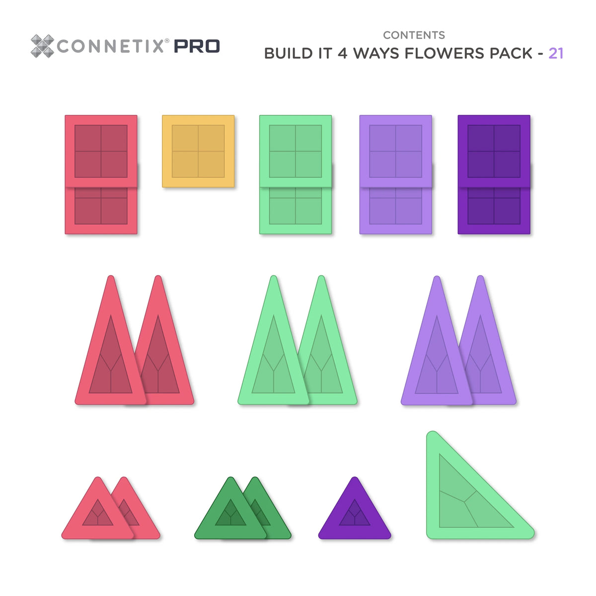 Connetix PRO Build It 4 Ways Flowers Pack – 21-Piece Precision Magnetic Tiles with Smart Spin™ Technology & Collectible Tin (Ages 5+)