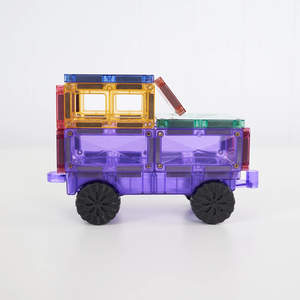 Connetix Bright Motion Pack 26-Piece Magnetic Tile Set – Vehicle Building with Real Rubber Wheels & Bright Colour Palette (Ages 3+)