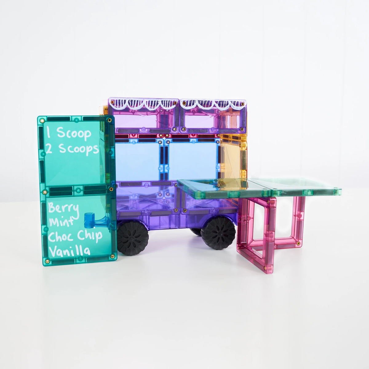 Connetix Bright Motion Pack 26-Piece Magnetic Tile Set – Vehicle Building with Real Rubber Wheels & Bright Colour Palette (Ages 3+)