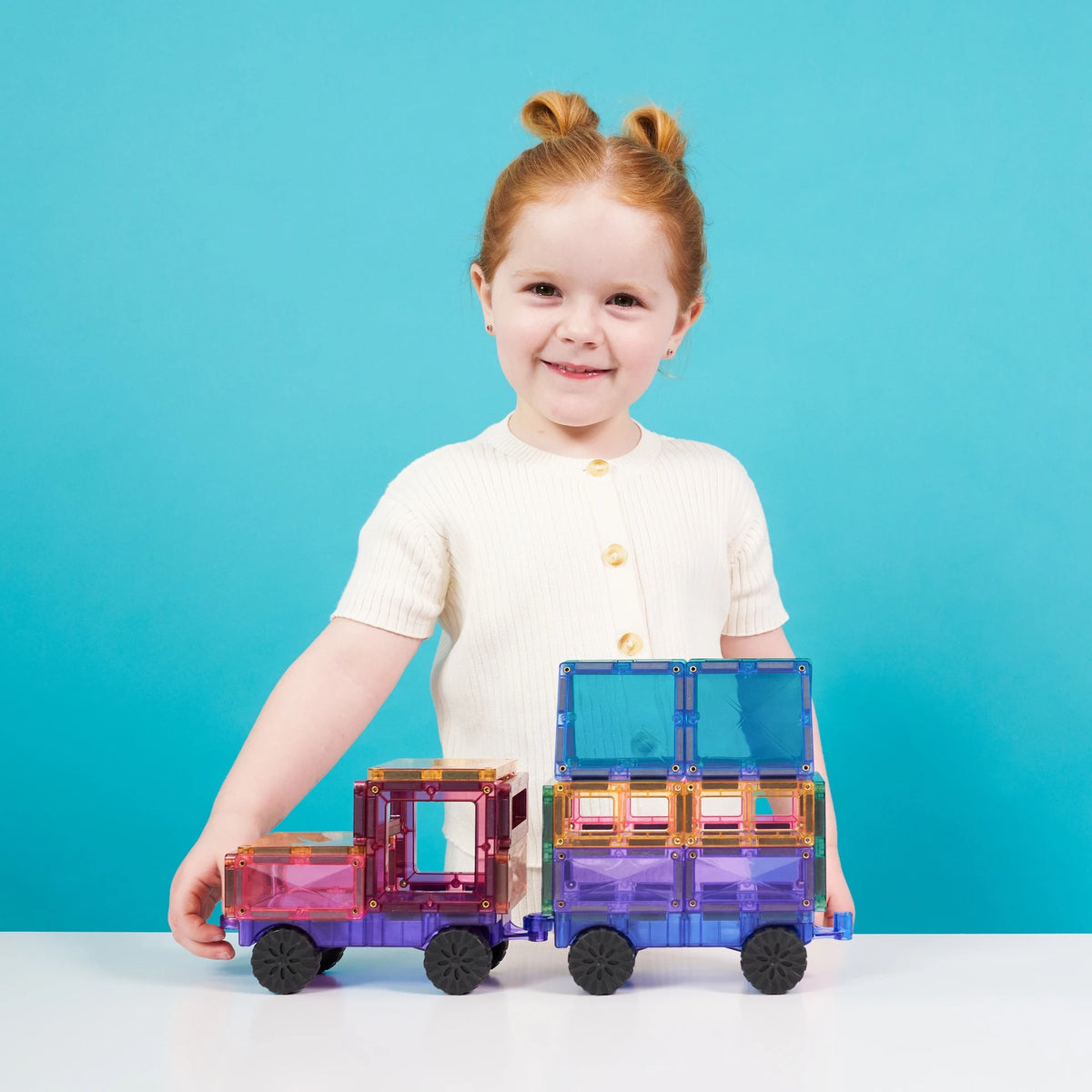 Connetix Bright Motion Pack 26-Piece Magnetic Tile Set – Vehicle Building with Real Rubber Wheels & Bright Colour Palette (Ages 3+)