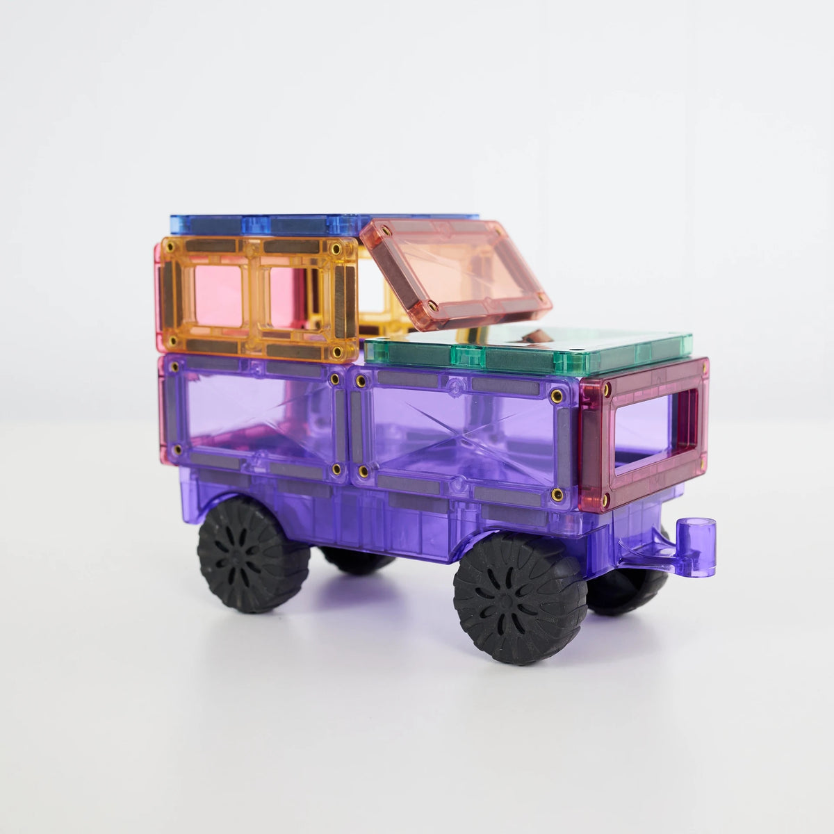Connetix Bright Motion Pack 26-Piece Magnetic Tile Set – Vehicle Building with Real Rubber Wheels & Bright Colour Palette (Ages 3+)