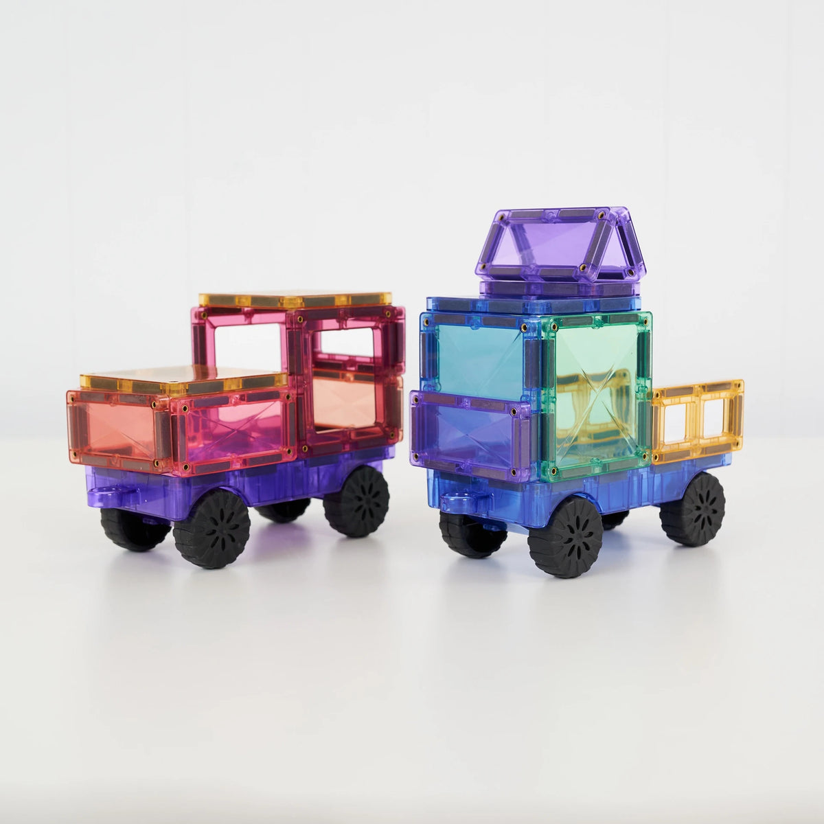 Connetix Bright Motion Pack 26-Piece Magnetic Tile Set – Vehicle Building with Real Rubber Wheels & Bright Colour Palette (Ages 3+)