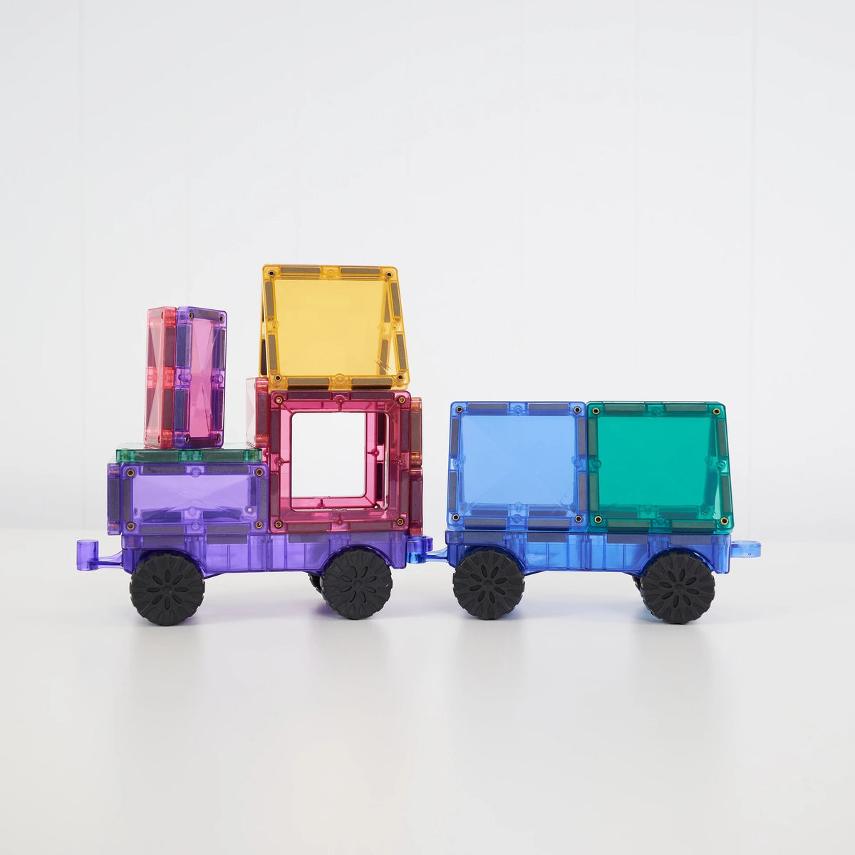 Connetix Bright Motion Pack 26-Piece Magnetic Tile Set – Vehicle Building with Real Rubber Wheels & Bright Colour Palette (Ages 3+)