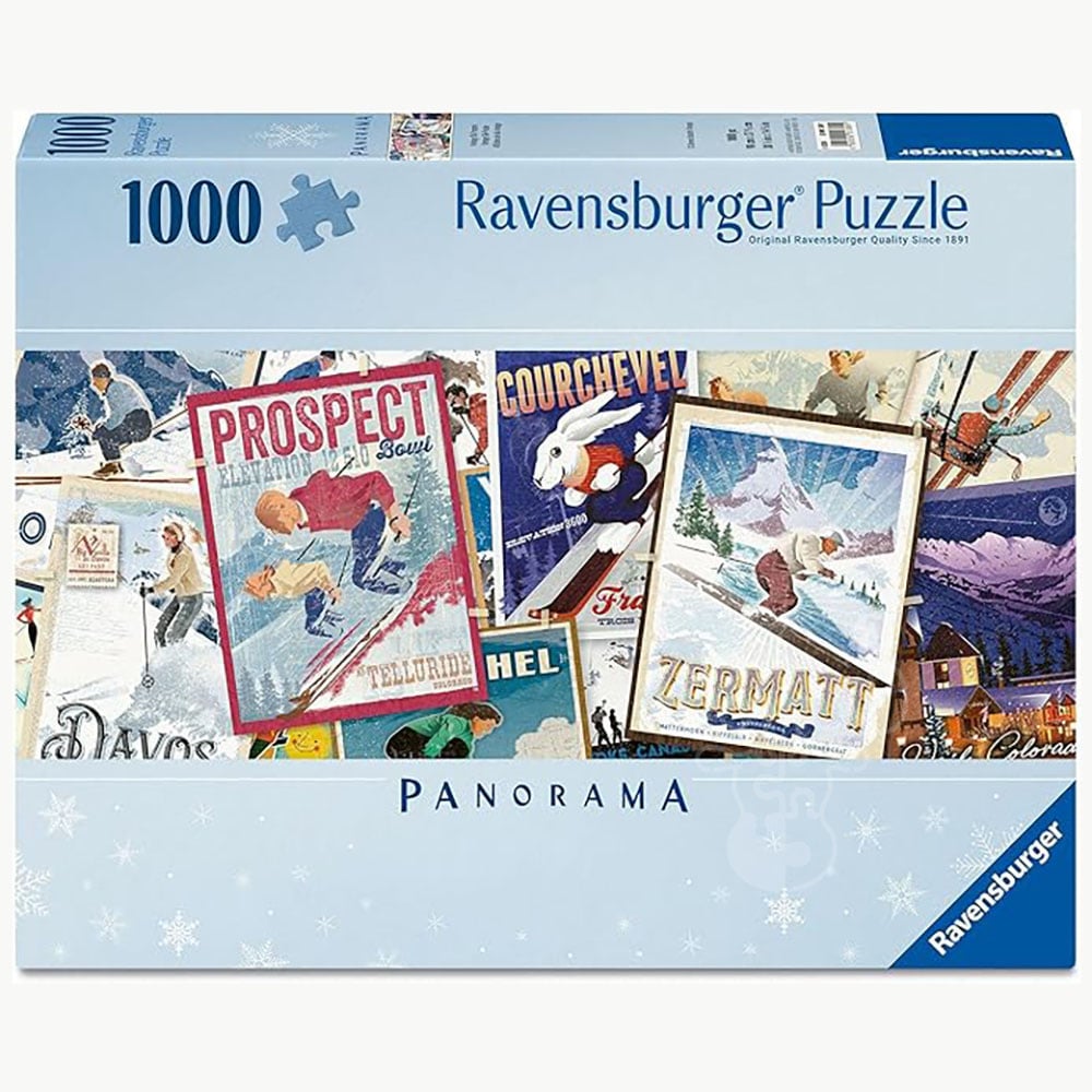 Ravensburger Vintage Ski Posters 1,000-Piece Panorama Puzzle – Retro Alpine Travel Poster Art (Ages 14+)
