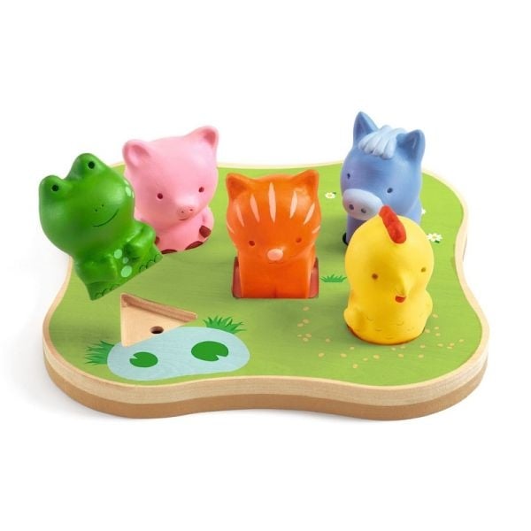 Djeco Caconimo 3D Sound Farm Puzzle – 5 Farm Animals Nesting Puzzle with Animal Sounds (Ages 12m+)