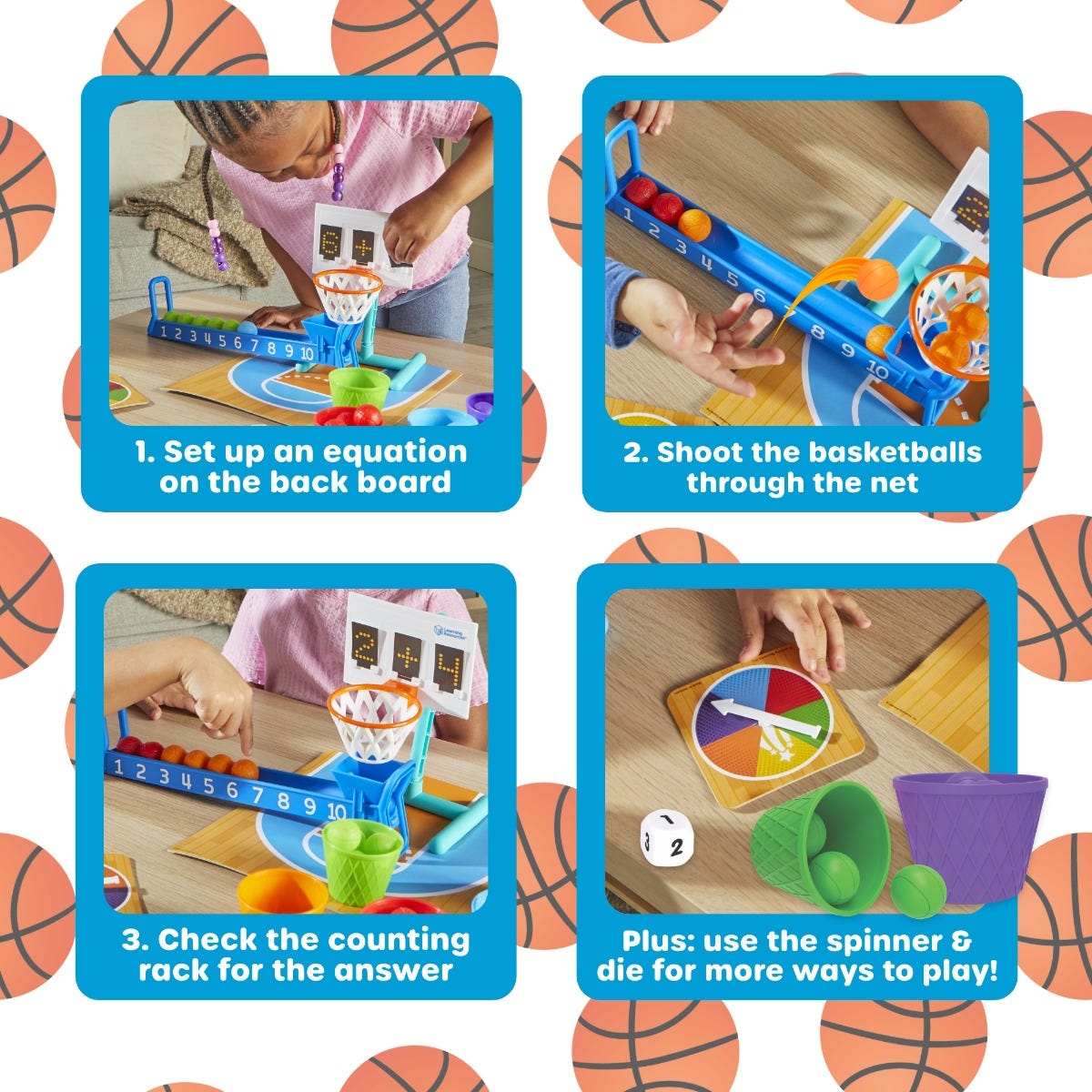 Learning Resources Slam Dunk Sums Math Game – Addition & Counting Basketball STEM Toy (Ages 5+)