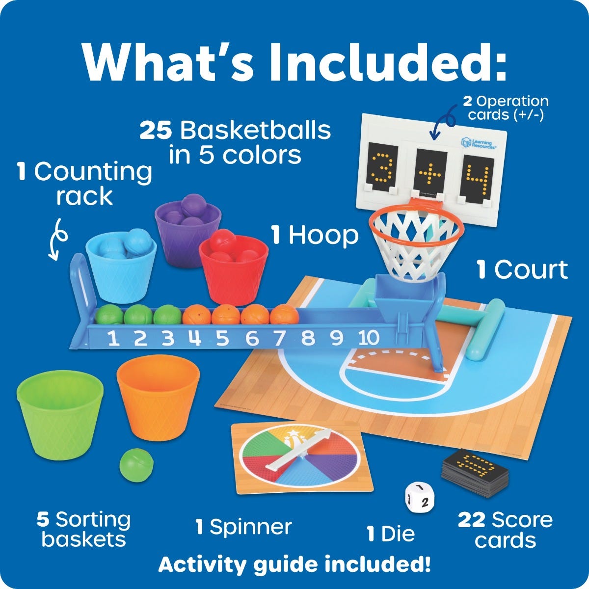 Learning Resources Slam Dunk Sums Math Game – Addition & Counting Basketball STEM Toy (Ages 5+)