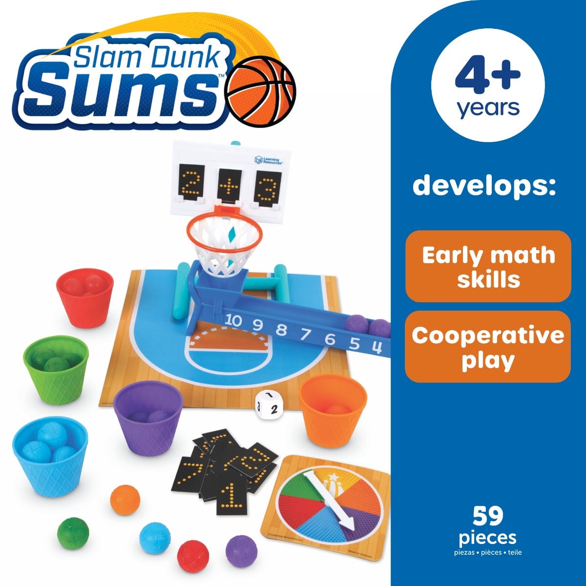 Learning Resources Slam Dunk Sums Math Game – Addition & Counting Basketball STEM Toy (Ages 5+)