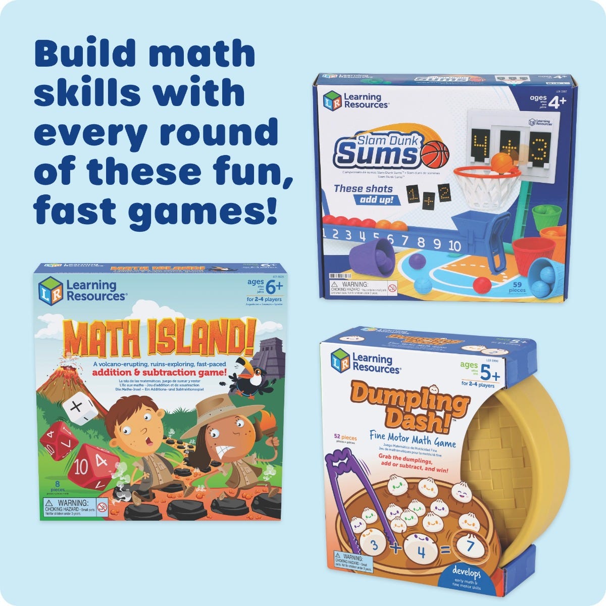 Learning Resources Slam Dunk Sums Math Game – Addition & Counting Basketball STEM Toy (Ages 5+)