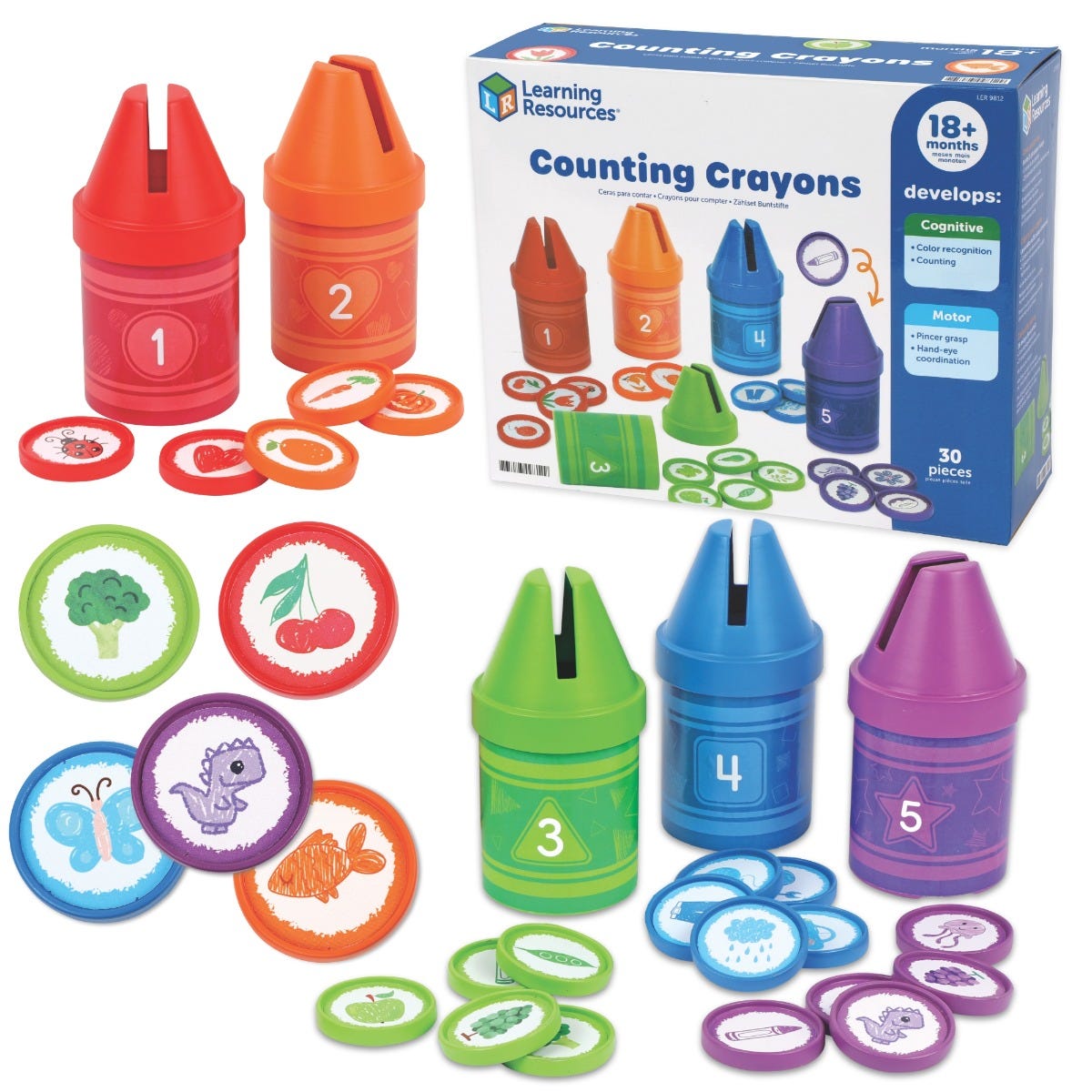 Learning Resources Counting Crayons – Count, Match & Sort Set for Toddlers (Ages 2+)