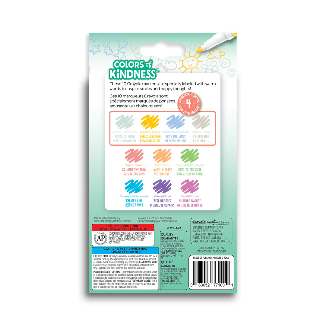 Crayola Colors of Kindness 10-Count Fine Line Markers – Mindful Colouring Markers (Ages 8+)