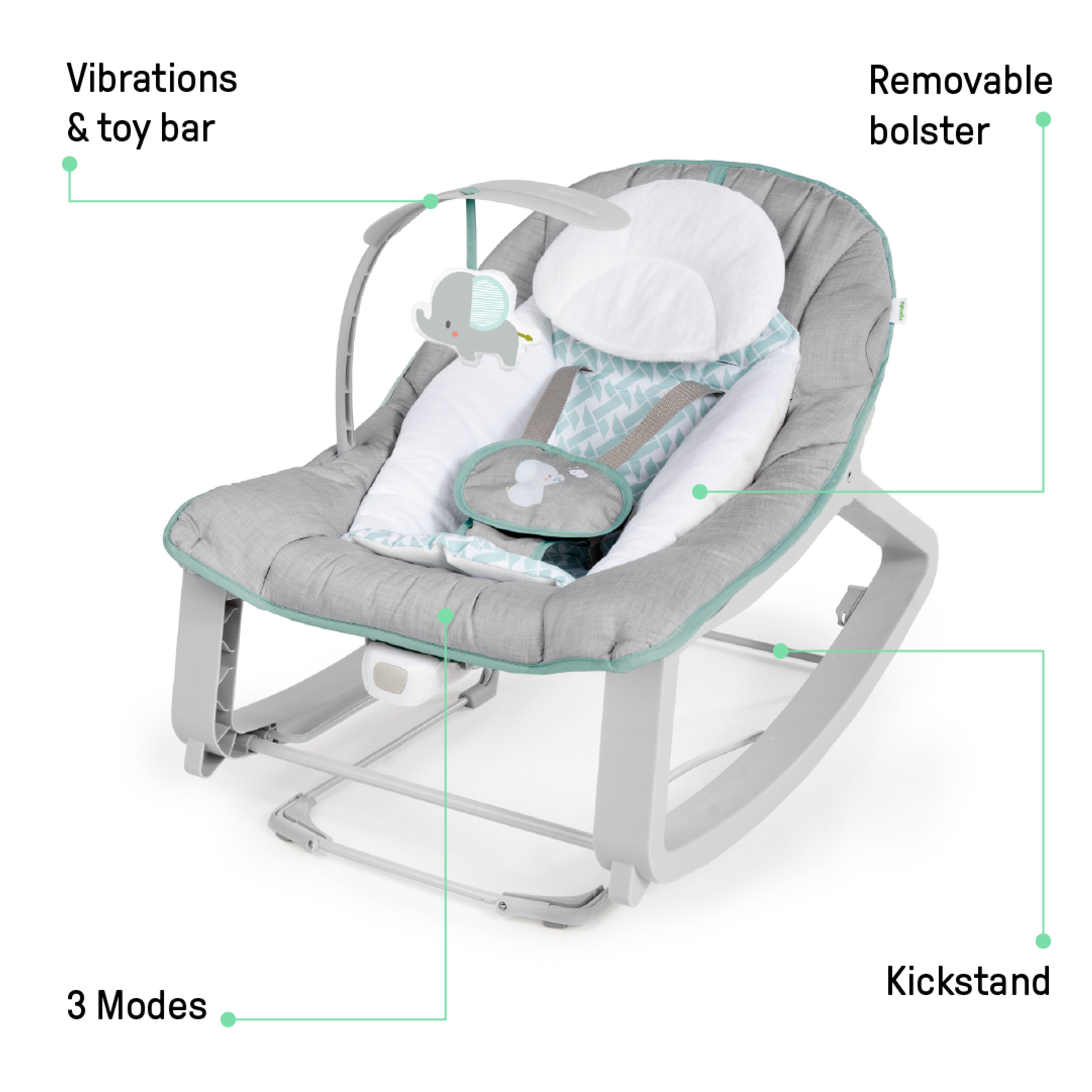 Ingenuity Keep Cozy 3-in-1 Grow with Me Bounce & Rock Seat - Weaver