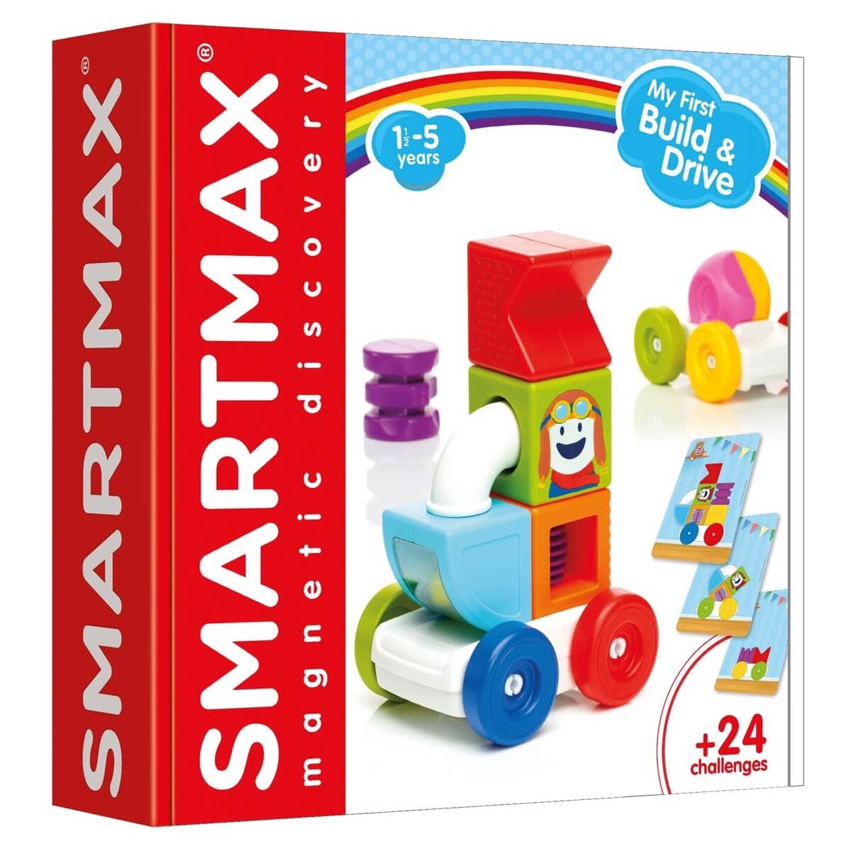 SmartMax My First Build & Drive – 2-in-1 Magnetic Vehicle Building Set with 24 Challenges for Toddlers (Ages 18m–5)