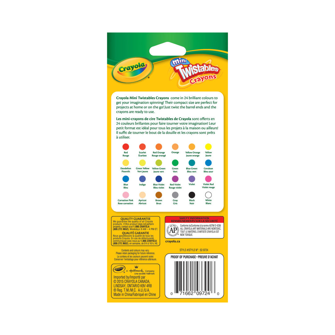 Crayola 24-Count Mini Twistable Crayons – Compact No-Sharpen Crayons for Little Hands (Ages 3+)