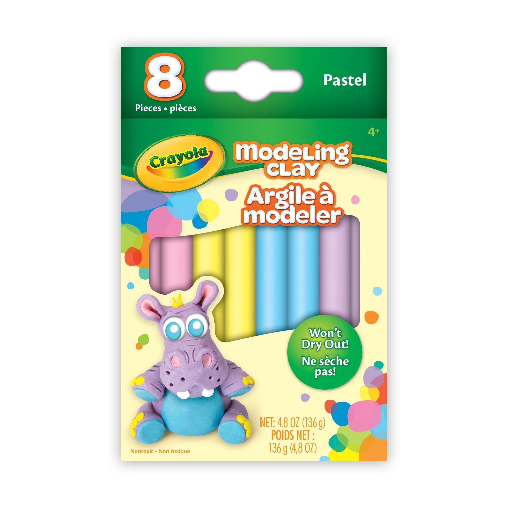 Crayola 8-Colour Pastel Modeling Clay – Non-Hardening Reusable Clay Set for Kids (Ages 4+)