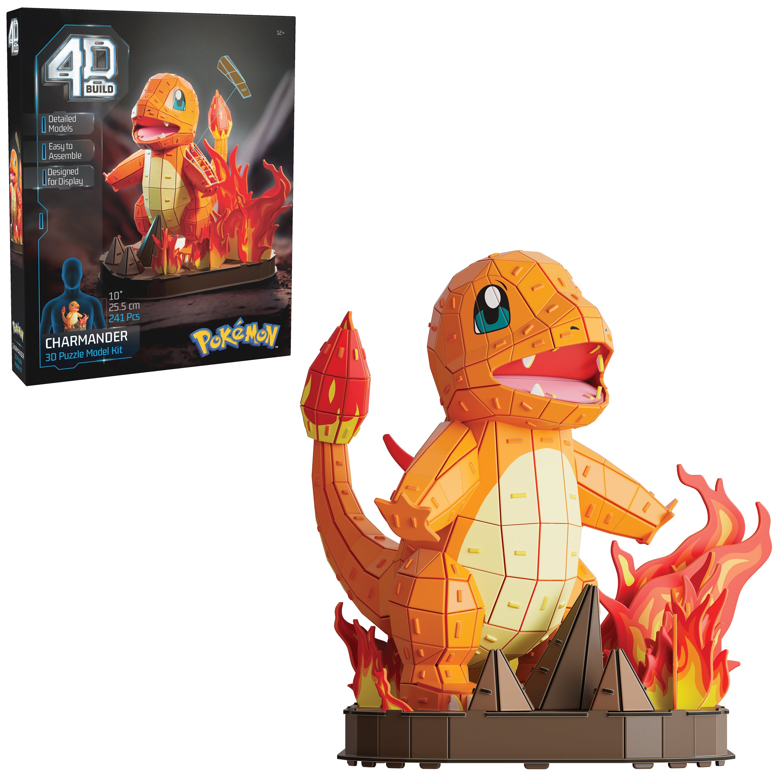 Spin Master 4D Build Pokémon 3D – Charmander 241-Piece Kanto Starter 3D Model Kit Desk Décor (Ages 12+)
