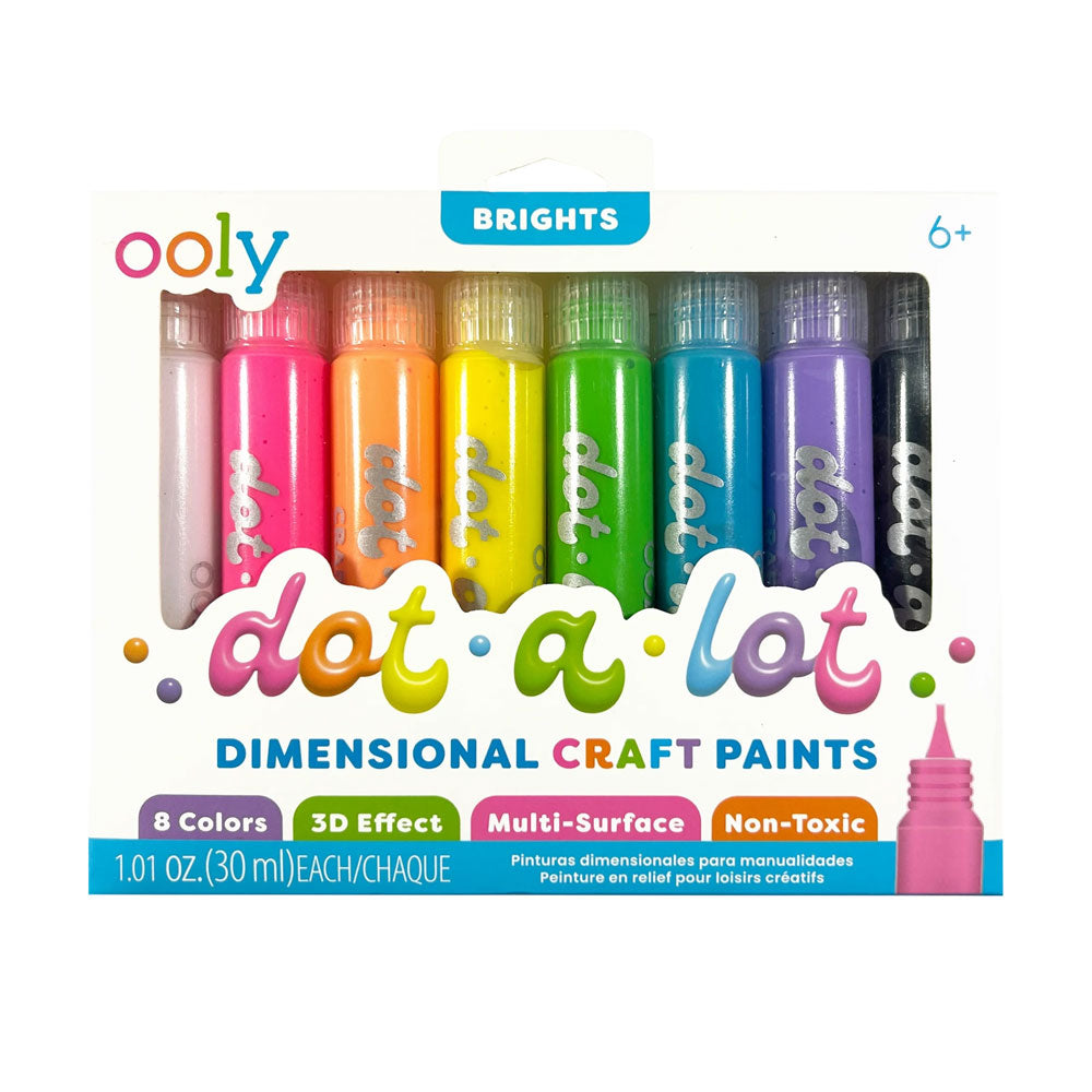 Ooly Dot-A-Lot 3D Dimensional Craft Paint – Bright Colours (Set of 8)