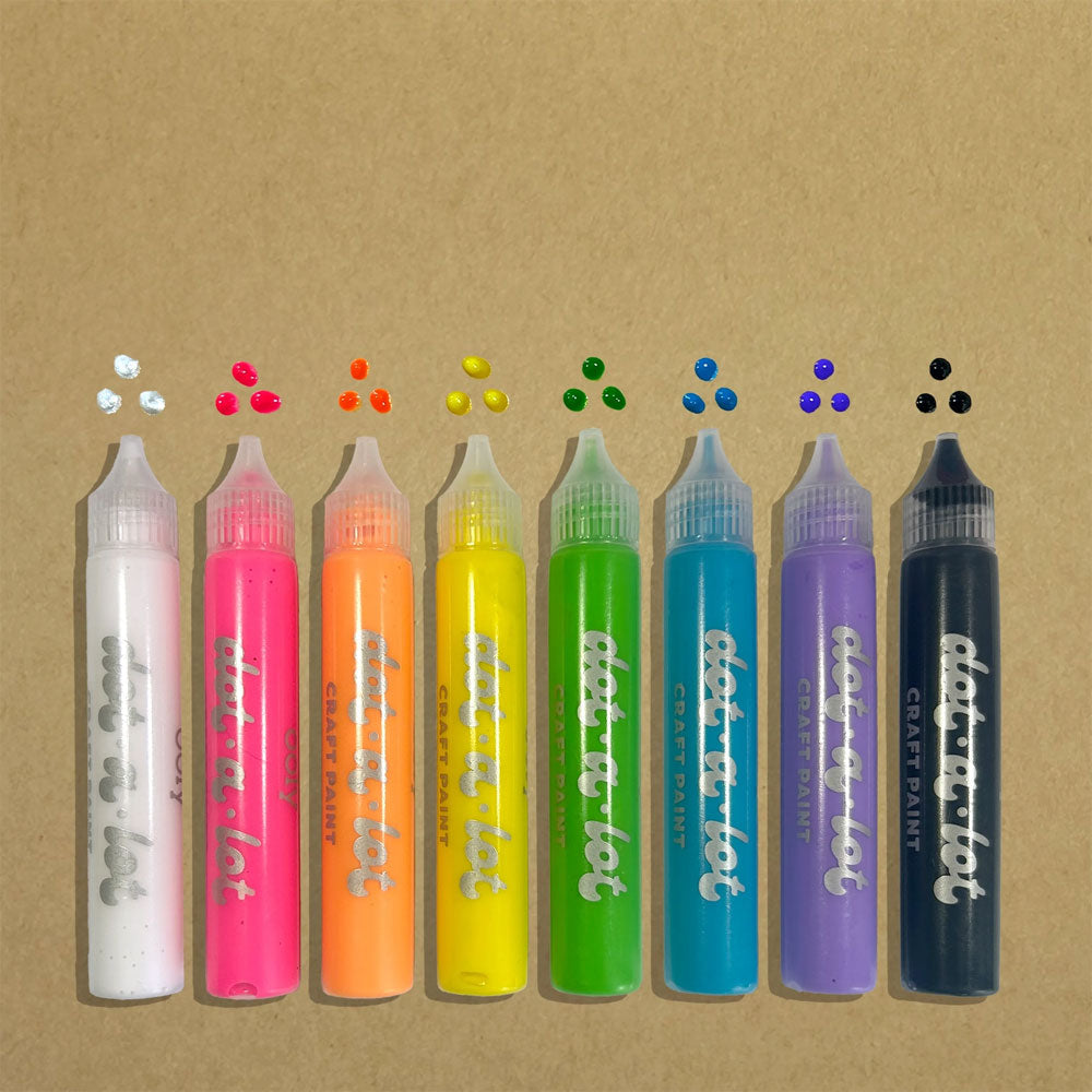 Ooly Dot-A-Lot 3D Dimensional Craft Paint – Bright Colours (Set of 8)