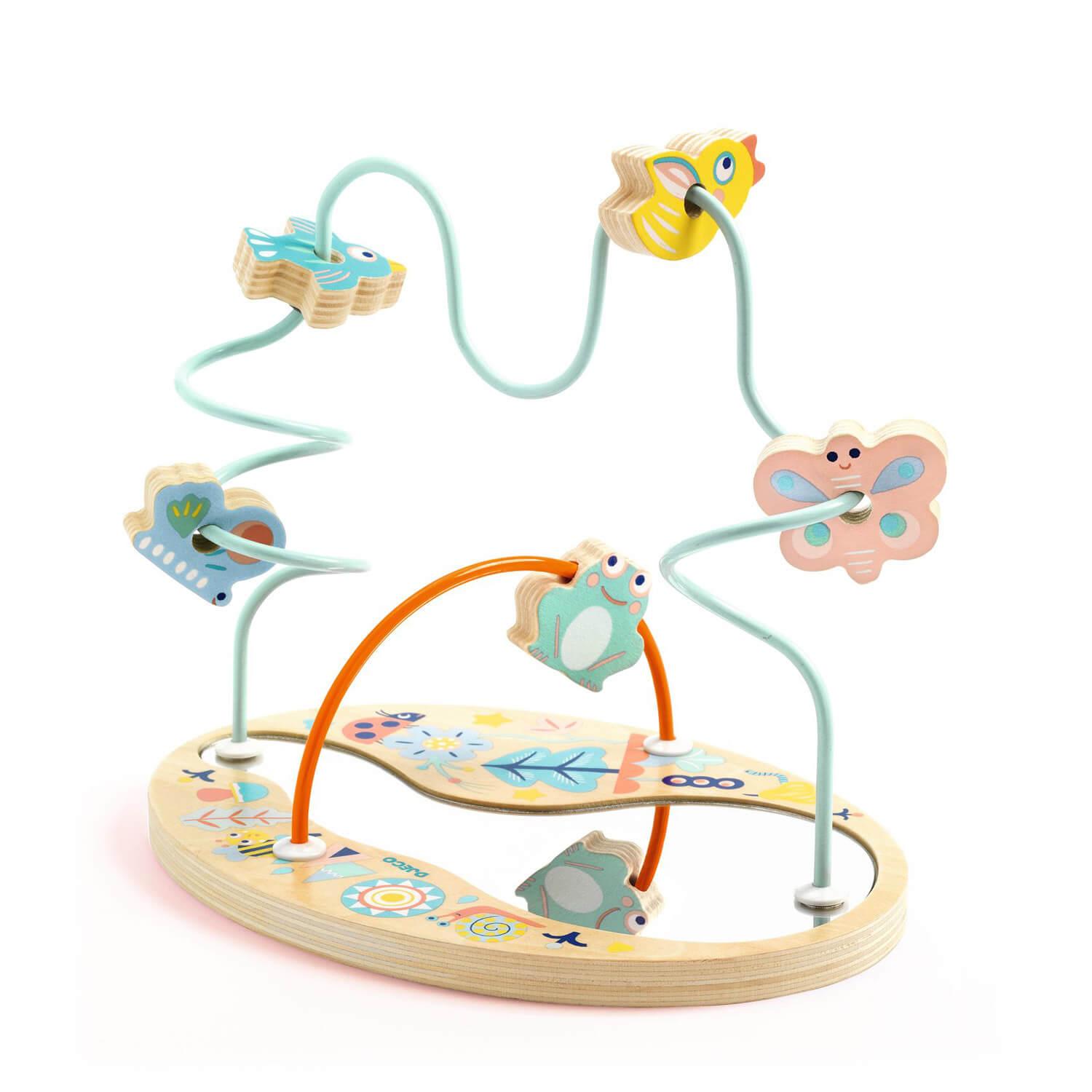 Djeco BabyLoopi – Metal Abacus Activity Toy with Mirror Base for Babies (Ages 12m+)