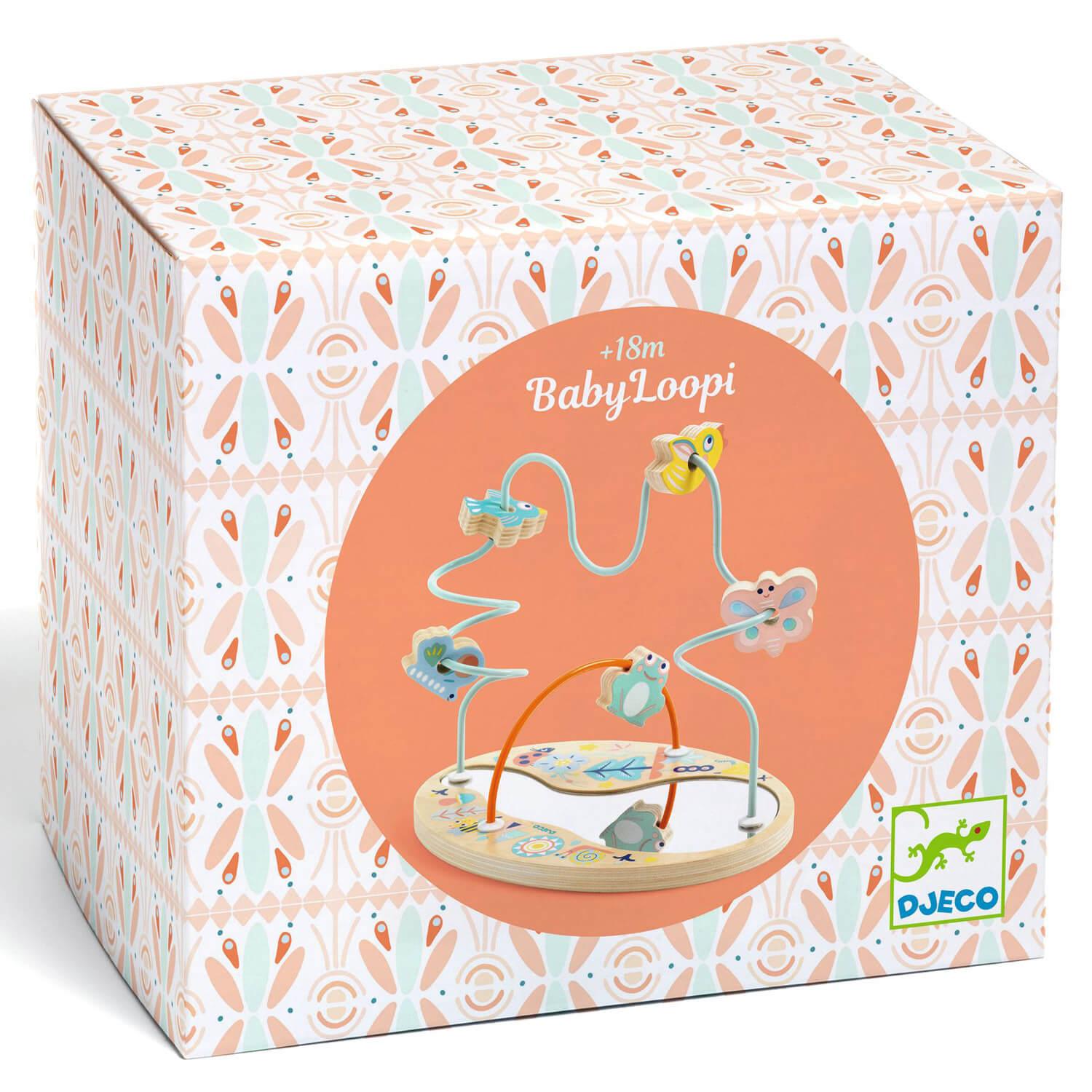 Djeco BabyLoopi – Metal Abacus Activity Toy with Mirror Base for Babies (Ages 12m+)