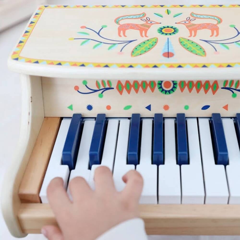 Djeco Animambo 18-Key Electronic Piano – Wooden Kids Piano with Colour-Coded Score Cards (Ages 3+)