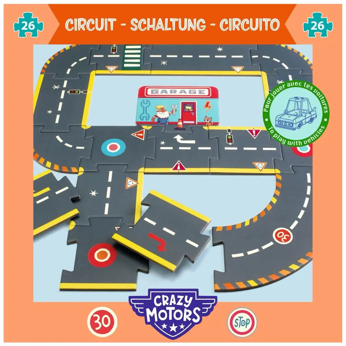Puzzle Motor Djeco Crazy Motors Giant Puzzle Circuit (26 pcs) – Bright Bean Toys