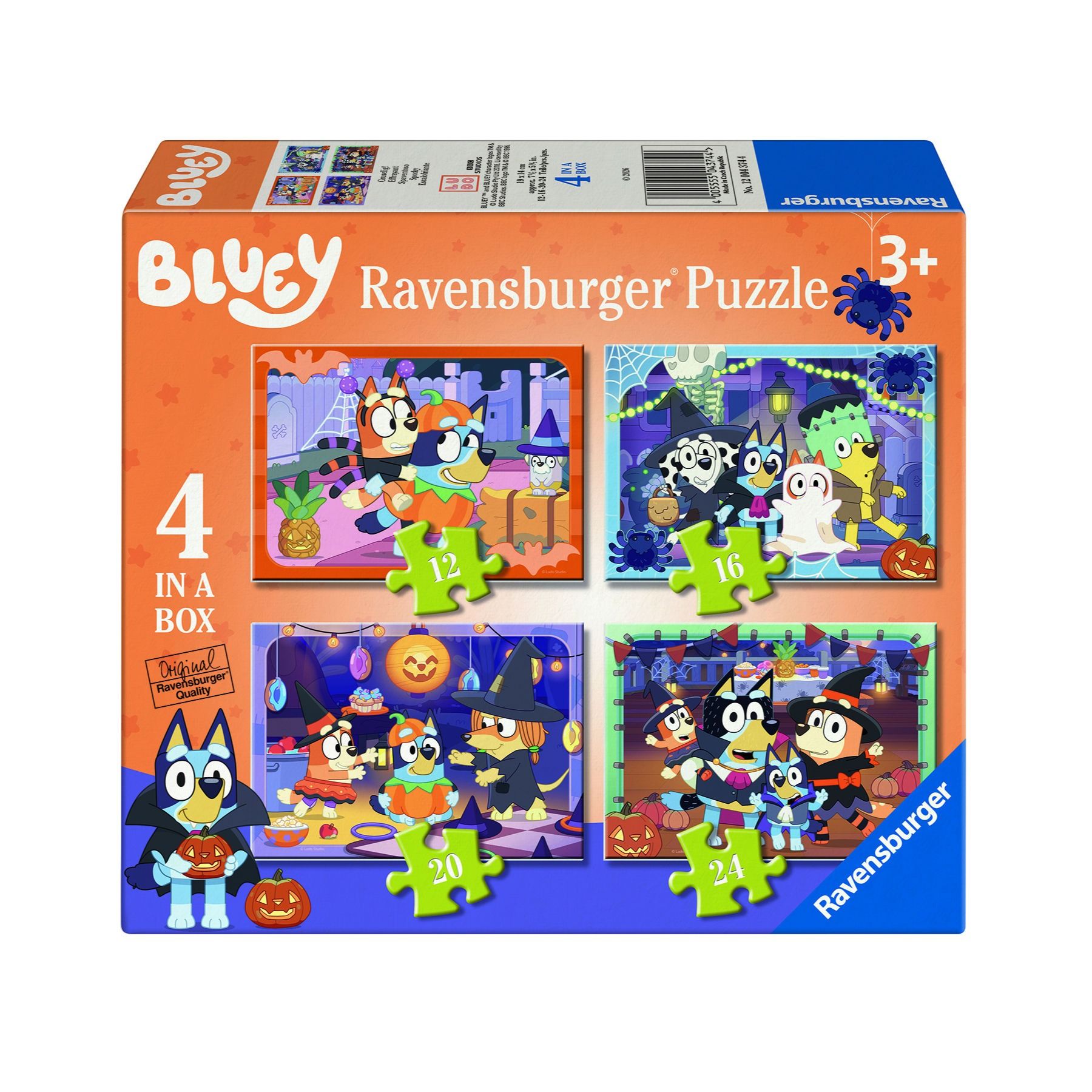 Ravensburger Bluey Halloween 4-in-a-Box Puzzle Set – Progressive Kids Halloween Puzzles (Ages 3+