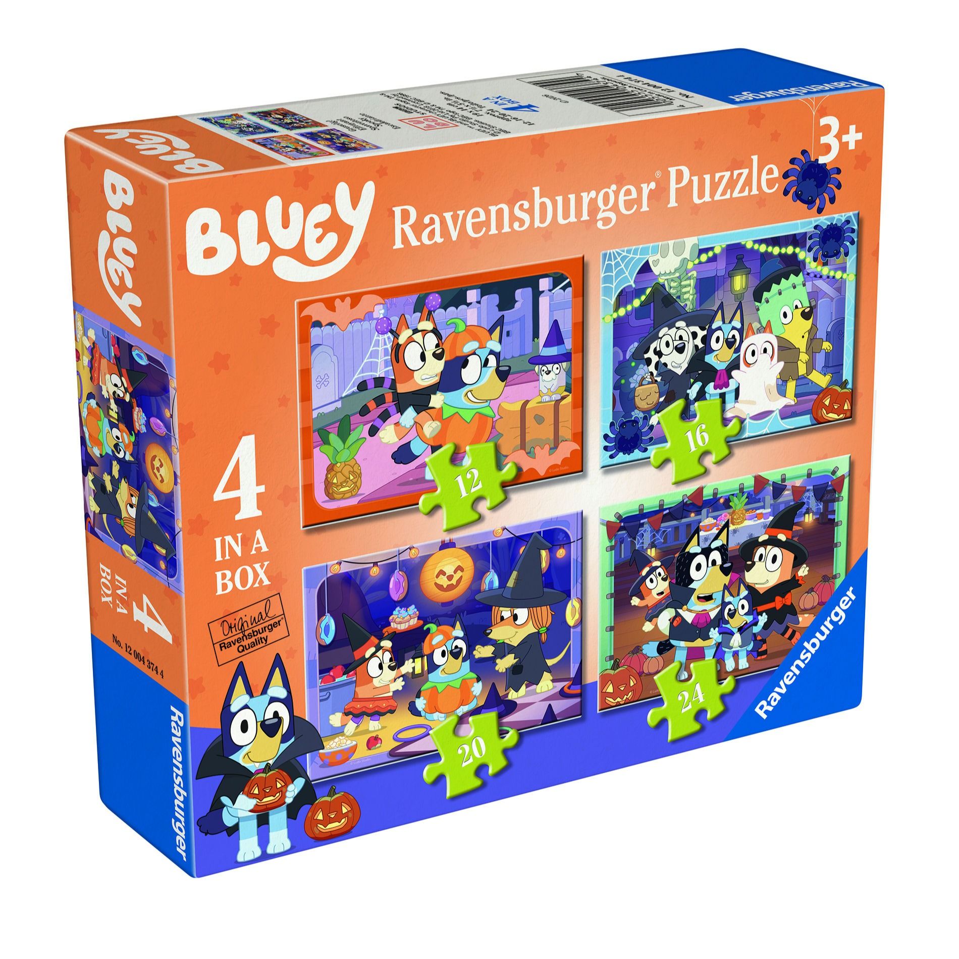 Ravensburger Bluey Halloween 4-in-a-Box Puzzle Set – Progressive Kids Halloween Puzzles (Ages 3+