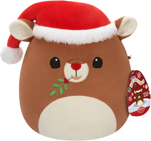 Squishmallows 8" Rudolph with Santa's Hat