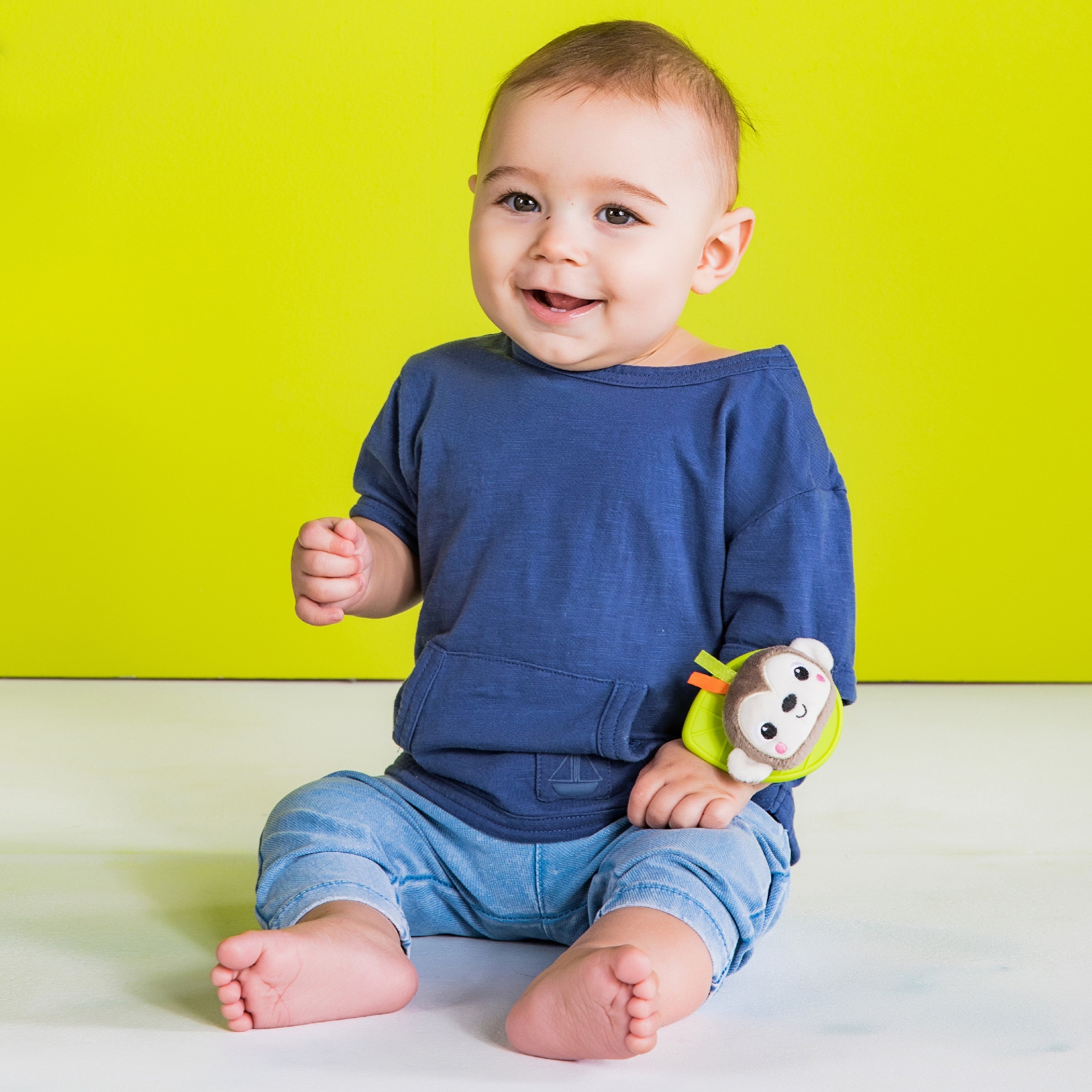Bright Starts Rattle & Teethe Wrist Pals Toy - Monkey & Elephant