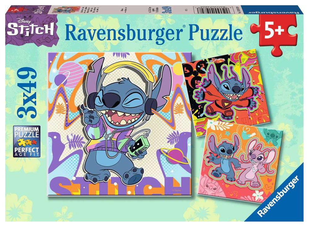 Stitch Play the Day Away 3x49 Piece Puzzle